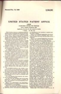 US Patent 2,184,202 Tschanz Vehicle Stabilizer doc 1939 Entertainment Collectibles