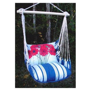 Magnolia Casual Marina Stripe Geranium Hammock Chair and Pillow Set   Hammock Chairs & Swings