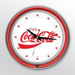 Enjoy Coke White Neon 14.5 in. Wall Clock   Wall Clocks