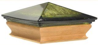 Woodway Products 870.3350 4 by 4 Inch Cedar Trimmed Glass Pyramid Post cap, 12 Pack, Cedar/Green   Decking Caps  