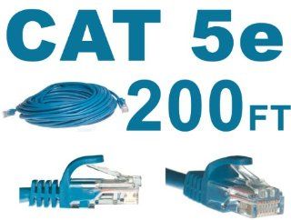 Blue 200FT 60M CAT5 RJ45 Patch Ethernet Lan Network Cable Wire Cord Connector 200' FT For PC, Mac, Laptop, Desktop, PS2, PS3, XBOX, XBOX 360, DSL, Cable & High Speed Internet Computers & Accessories