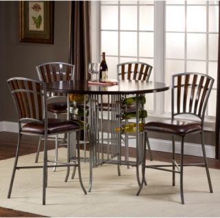 Hillsdale Sarasota 5 Piece Metal & Walnut Round Counter Height Set   Dining Table Sets