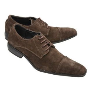LUCIUS Men's Suede Leather Oxford Shoes Straight Tip Lace up Business Shoes SL 5531, Dark Brown, 42 EU / 9 9.5 D(M) US Men Shoes