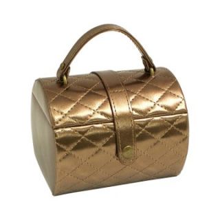 Bronze Faux Leather Jewelry Box   5.5W x 4.5H in.   Travel Accessories