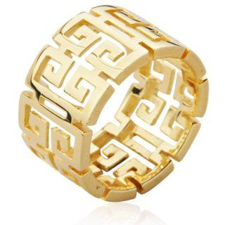 18k Gold Over Sterling Silver Ancient Aztec Ring; size 7.0 Jewelry