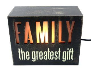 Illuminated Box Sign   Lighted Inspirational Table Decor (FAMILY the Greatest Gift)  