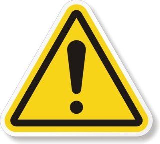 ISO W001   General Warning Sign, Vinyl Labels, 2.096" x 1.875"