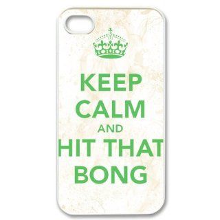 Custom Keep Calm and Hit a Bong Cover Case for iPhone 4 4s LS4 246 Cell Phones & Accessories