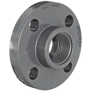 Spears 852 Series PVC Pipe Fitting, One Piece Flange, Class 150, Schedule 80, 1/2" NPT Female Industrial Pipe Fittings