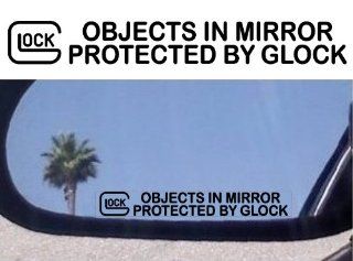 (2) Objects in Mirror Are Protected By Glock   Decals Stickers   Gun Logo Automotive
