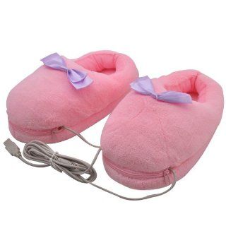 GoodBZ USB Heated Slipper, Heated Foot Warmers, Plush USB Laptop PC Electric Heating Slippers, Soft Indoor Winter Warming Plush Slippers(Pink with Purple Bow)   Towel Warmers