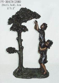 Children Reaching for Apples in Tree Statue Sculpture Figurine 6"H   Collectible Figurines