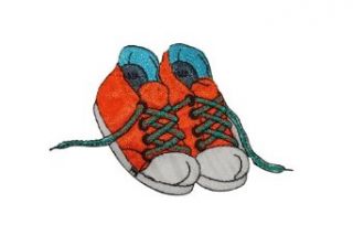ID #7381 Orange Tennis Shoes Sneakers Fashion Iron On Embroidered Patch Applique