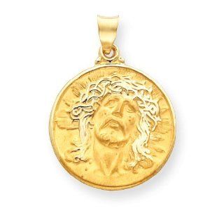 14k Gold Head of Christ Medal Round Pendant Jewelry
