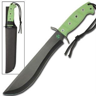 WG 879. Abomination Survival Knife Razor sharp out of the box with a piercing pin point tip, this big 15 inch survival knife is ready for action Featuring a powder coat black finish, the deluxe 10 inch blade can slice and dice with ease and has a silver e