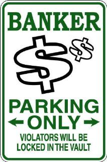 9"x12" 2 mil thick plastic banker banking money novelty parking sign for indoors or outdoors  Yard Signs  Patio, Lawn & Garden