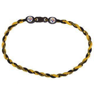 Pittsburgh Steelers   Logo Titanium Twist 18" Necklace   Black Choker Necklaces Jewelry