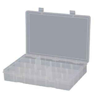 Durham LPADJ CLR Polypropylene Large Adjustable Compartment Box, 9" Length x 13 1/8" Width x 2 5/16" Height, Clear Science Lab Cabinets