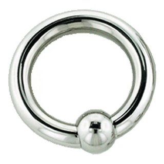 One Stainless Steel Captive Bead Ring with Stainless Steel Bead 8g, 5/8" (SOLD INDIVIDUALLY. ORDER TWO FOR A PAIR.) Industrial Strength Jewelry