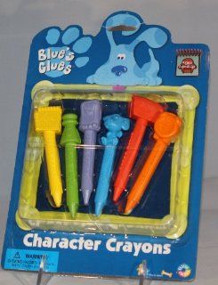 Blue's Clues Six Character Crayons Including Blue, Mailbox, Pad, Tickety Tock, Slippery Soap and One of the Spice Characters (Salt, Pepper or Paprika, is hard to tell which one it is) Toys & Games