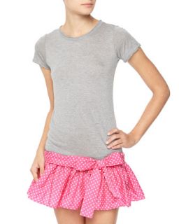 Polka Dot Skirt/Tunic Combo Dress, Gray/Pink