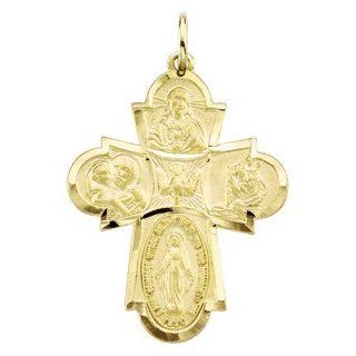 IceCarats Designer Jewelry 14K Yellow Gold 4 Way Cross Medal 29.00X23.50 Mm Pendants Jewelry