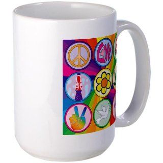 Large Mug Coffee Drink Cup 60s Icons Rainbow Swirl  