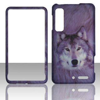 2D Snow Wolf Motorola Droid 3 XT862, XT860, Milestone 3 Verizon Case Cover Hard Phone Case Snap on Cover Rubberized Touch Faceplates Cell Phones & Accessories