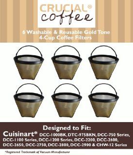6 Cuisinart GTF 4 GTF4 Gold Tone Washable & Reusable Coffee Filter for Cuisinart 4 Cup Coffeemakers, Designed & Engineered by Crucial Coffee Kitchen & Dining