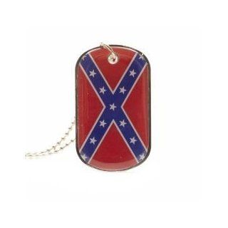 Rebel Confederate Dukes of Hazzard Flag Dog Tag Metal Necklace with 14 Inch ChainNew   Pet Identification Tags