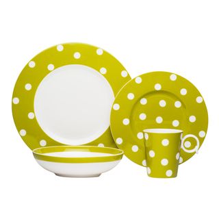 Red Vanilla Freshness Dots Olive 4 piece Place Setting