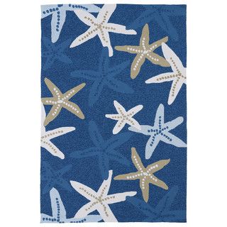 Luau Blue Starfish Print Indoor/outdoor Rug (76 X 9)