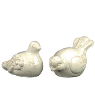 Ceramic Cream Birds (set Of 2)