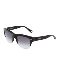 Stud Detailed Acetate Clubmaster Sunglasses, Black