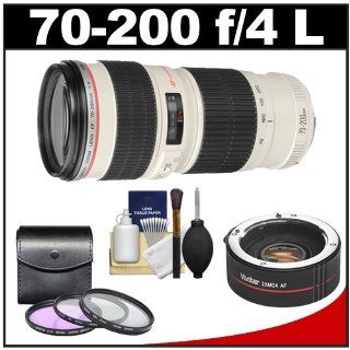 Canon EF 70 200mm f/4 L USM Zoom Lens with 2x Teleconverter (70 400mm) + 3 (UV/FLD/CPL) Filters + Cleaning Kit for EOS 6D, 70D, 7D, 5D Mark II III, Rebel T3, T3i, T4i, T5i, SL1 DSLR Cameras  Camera Lenses  Camera & Photo