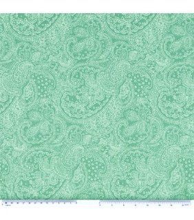 Legacy Studio Cotton Fabric Afternoon Tea Green Paisley Outline