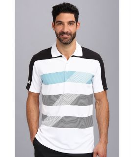 adidas Golf CLIMACHILL Stripe Block Polo Mens Short Sleeve Pullover (White)
