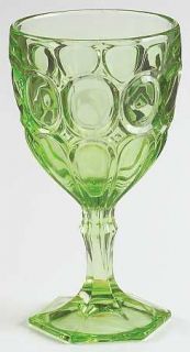 Fostoria Moonstone Green Water Goblet   Stem #2882, Green,  Heavy Pressed