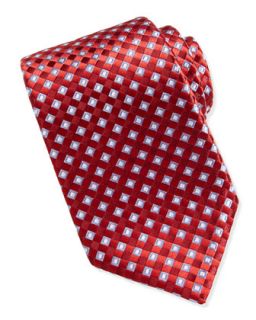 Windsor Basketweave Silk Jacquard Tie, Red