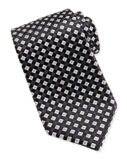 Windsor Basketweave Silk Jacquard Tie, Black