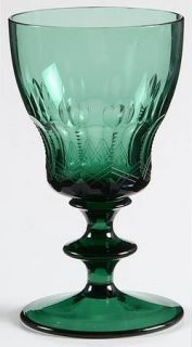 Theresienthal Concord Green Wine Glass   Green, Cut Panels On Bowl, Wafer Stem
