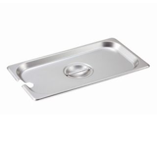 Winco 1/3 Size Slotted Steam Table Pan Cover, Stainless