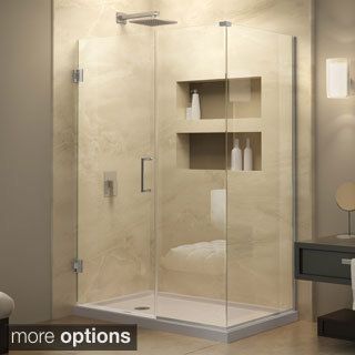 Dreamline Unidoor Plus 30.375   34.375 In. D X 29 In. W Frameless Hinged Shower Enclosure, Clear Glass
