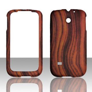 2D Wood Design Huawei Ascend II 2 M865 / Prism Cricket, U.S. Cellular, T Mobile Hard Case Snap on Rubberized Touch Case Cover Faceplates Cell Phones & Accessories
