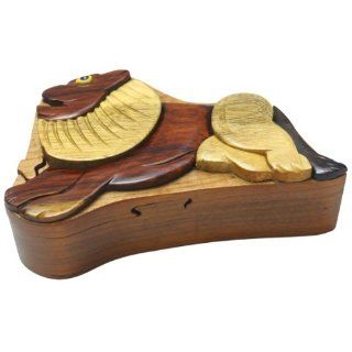 Handmade Wooden Wood Intarsia Puzzle TRICK SECRET Cartoon Lion Puzzle Box (3007)   HIDE GIFT CASH  