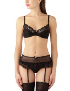 Baci Lingerie 866 Black Garter Underwire Bra with Lace Detail, S/M Clothing