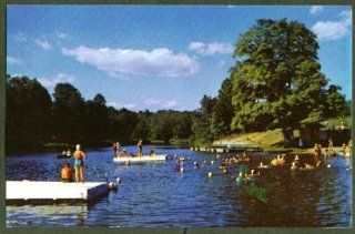 Swimming rafts Banner Lodge Moodus CT postcard 1958 Entertainment Collectibles