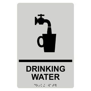 ADA Drinking Water Braille Sign RRE 890 BLKonPRLGY  Business And Store Signs 