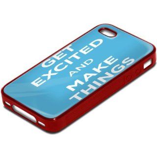 "Keep Calm" 10041, Get Excited And Make Things, Red Silicone Case for iPhone 4/4S. Cell Phones & Accessories