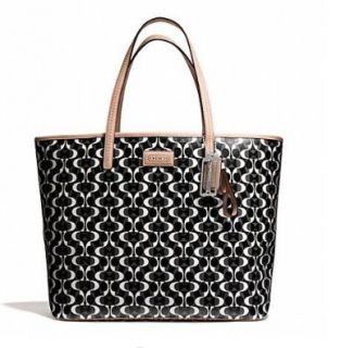 Coach Women's Signature Tote Bag, Black and White, One Size Shoes
